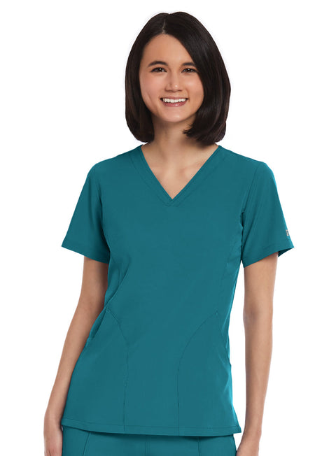 4511 Curved V- Neck Top - Matrix Impulse