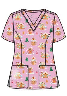 9810 Women's printed v-neck top