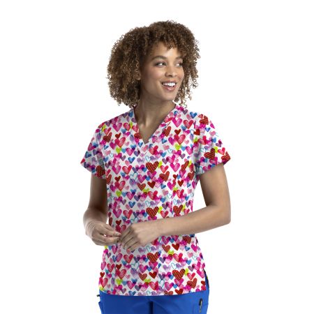 9810 Women's printed v-neck top