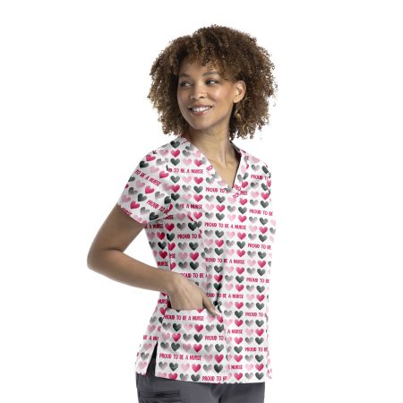 9810 Women's printed v-neck top