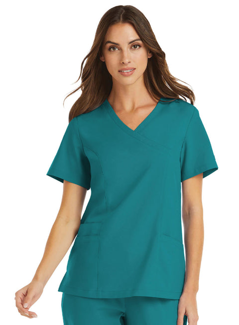 5002 Mock Wrap Scrub Top- Momentum