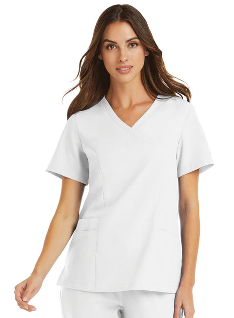 5002 Mock Wrap Scrub Top- Momentum