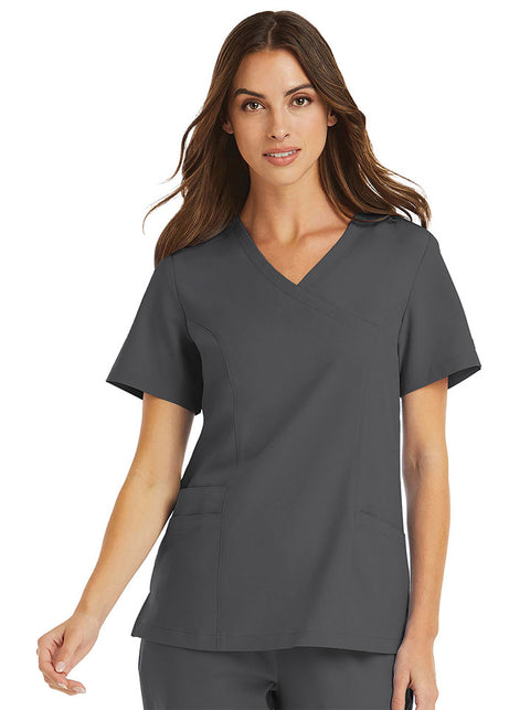 5002 Mock Wrap Scrub Top- Momentum