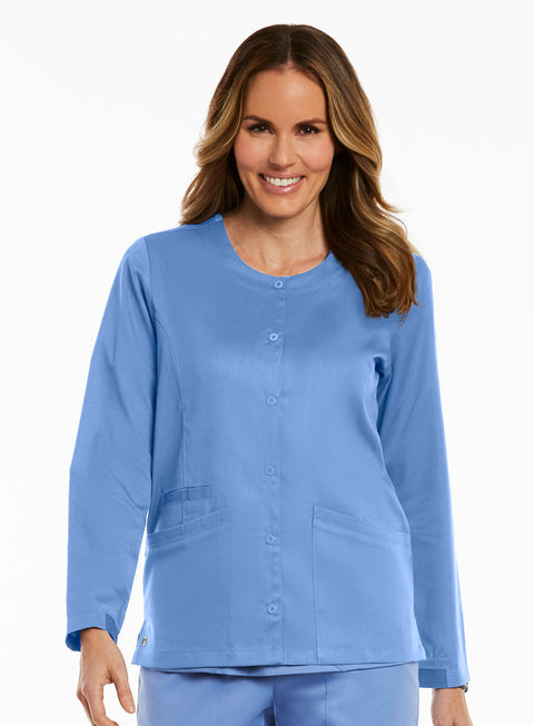 7701 Long Sleeve Round Neck Snap Jacket - Matrix