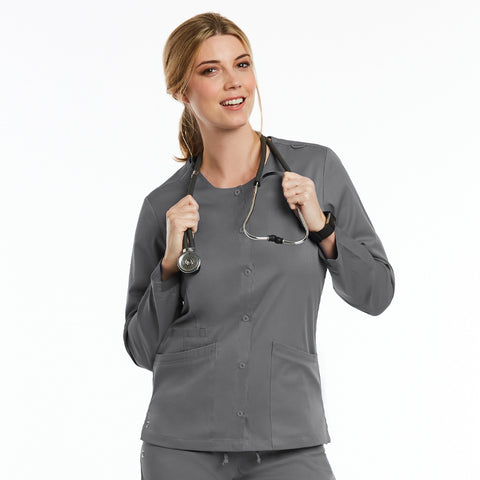 7701 Long Sleeve Round Neck Snap Jacket - Matrix